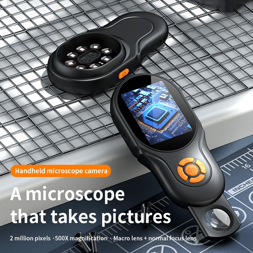 A11 2.4 inch IPS Display Handheld Digital Microscope 2MP Dual Camera Auto Focus Switch 500X Magnification Built-in Games