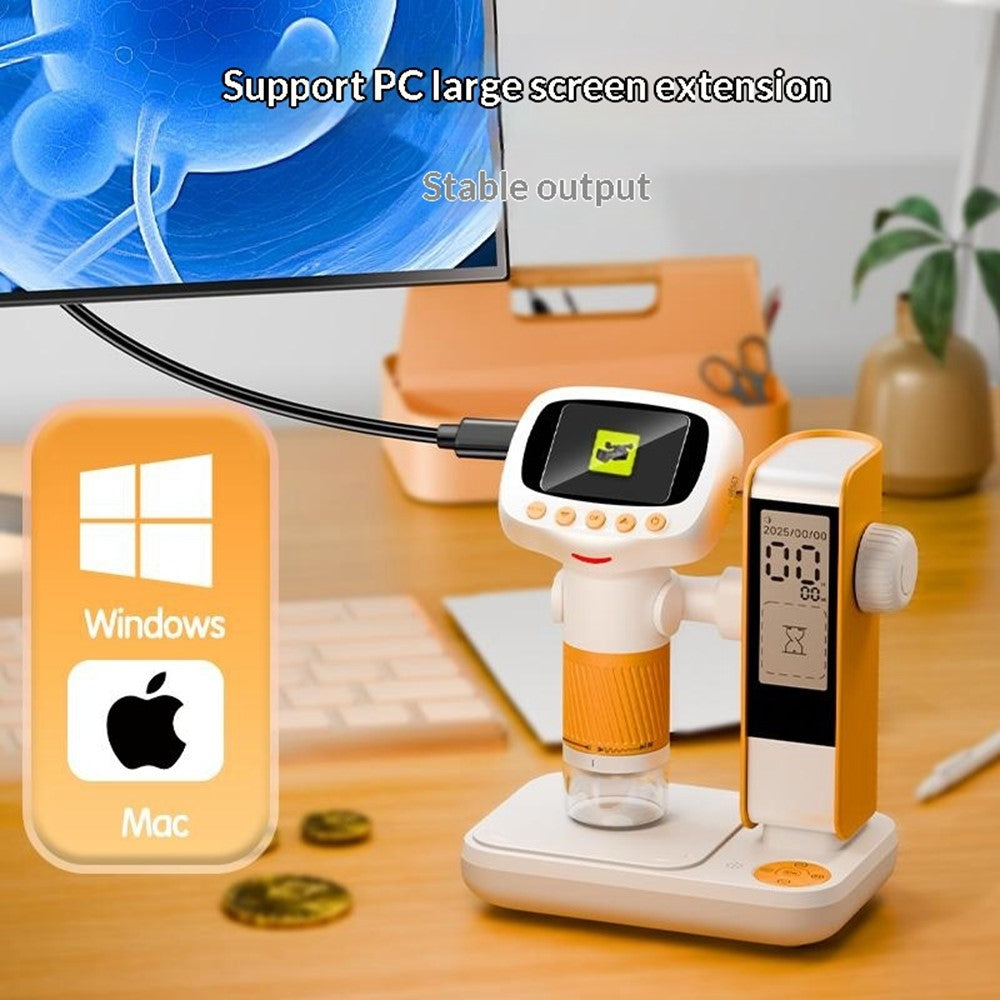 CM5 2 inch Screen Electronic Microscope 1000X HD Digital Microscope Height Adjustable with Alarm Clock and Photo Function