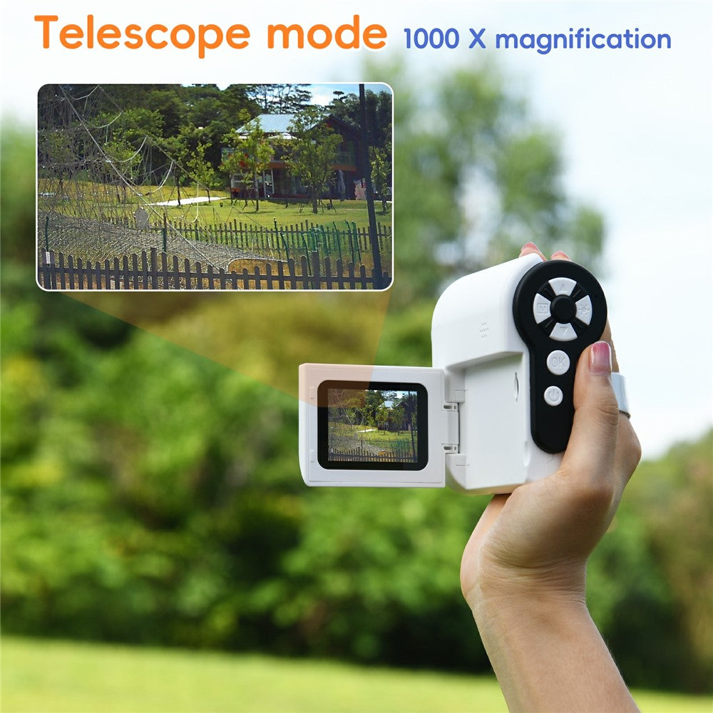 F5 Handheld Portable Microscope Telescope Photo / Video Recording Experimental Toy Viewer Kids Gift (No Memory)
