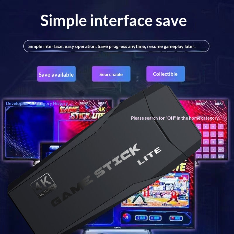 M8 128GB 4K Retro Game Stick HD Home Video Game Console with 2 Wireless Controllers