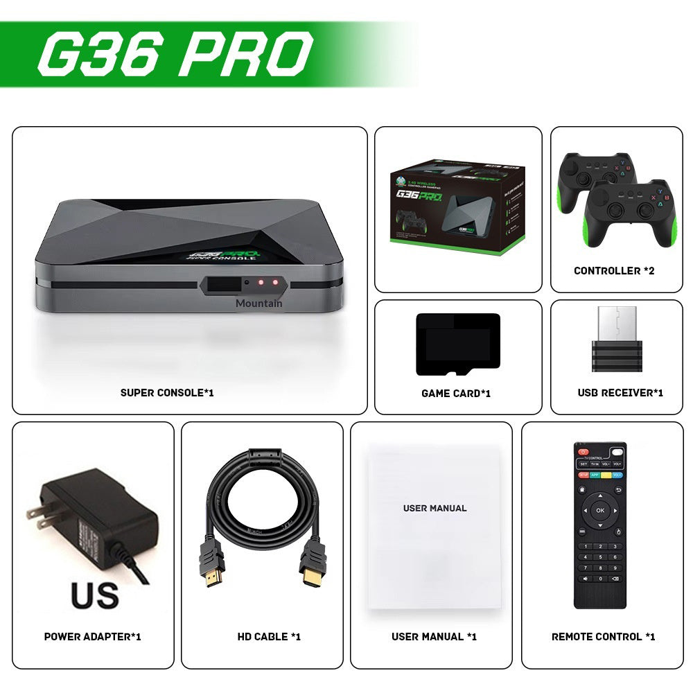G36 Pro Dual System TV Game Console HD Retro Arcade Gamepad for 2 Players, with 64GB Memory Card