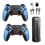 X2 Blue HD Gaming Console Trådløst TV-spilsystem til hjemmeunderholdning for to spillere, med 64 GB TF-kort