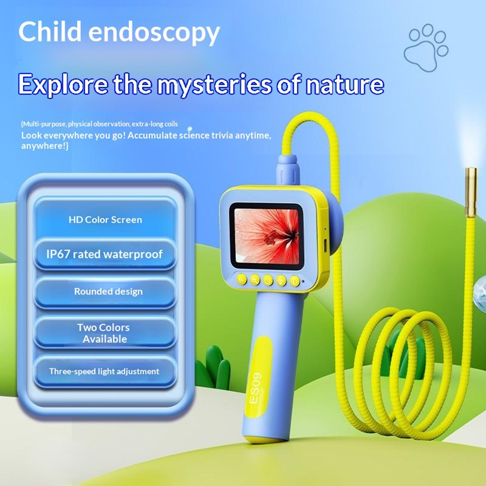 ES09 Kids Endoscope 2.4 Inch HD 200W Handheld Exploration Fun Children Microscope No Memory Card