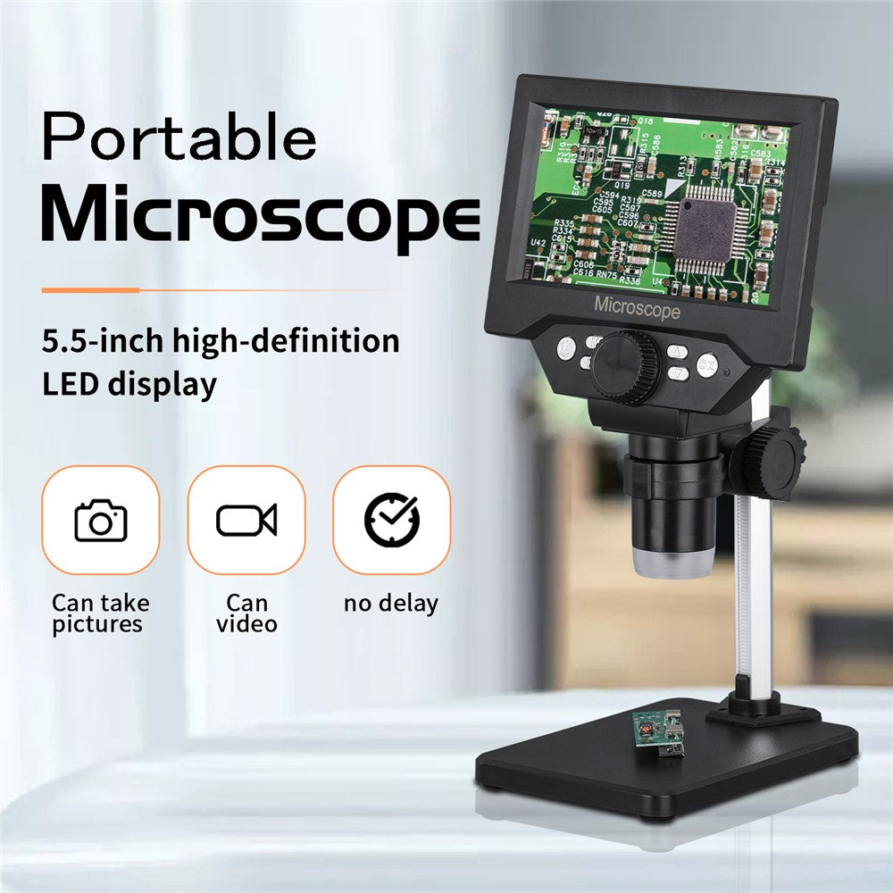 G5 1000X Magnification Zoom 5.5 Inch Digital Microscope 1080P 10 Megapixels HD Microscope