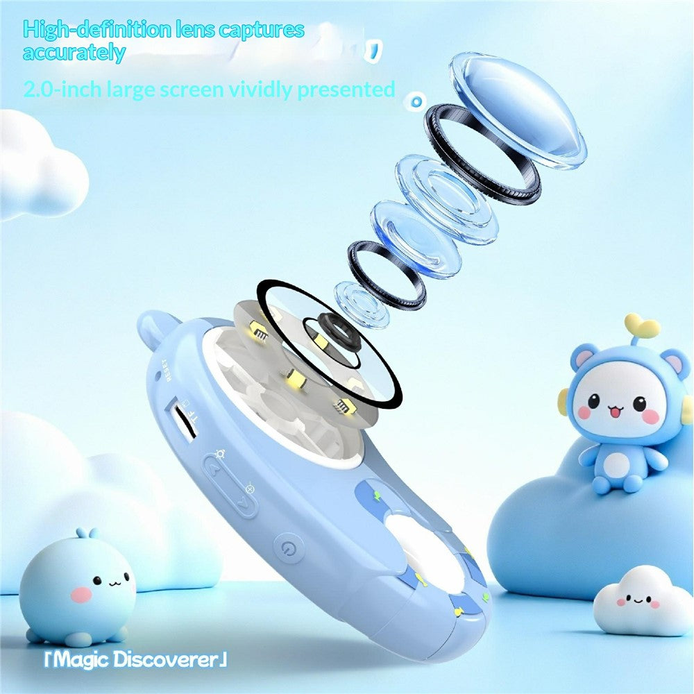 HM020H Kids Digital Microscope 2.0 Inch Screen 6 LED Lights Handheld Magnifier Educational Toy for STEM Learning