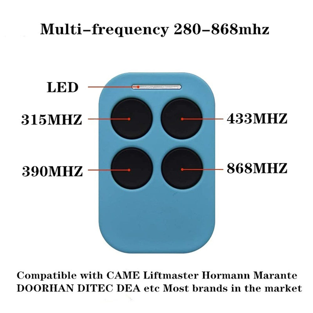 280-868MHz 4 frekvens universel fjernbetjening til garageportåbner duplikator kompatibel med CAME/Liftmaster/Hormann