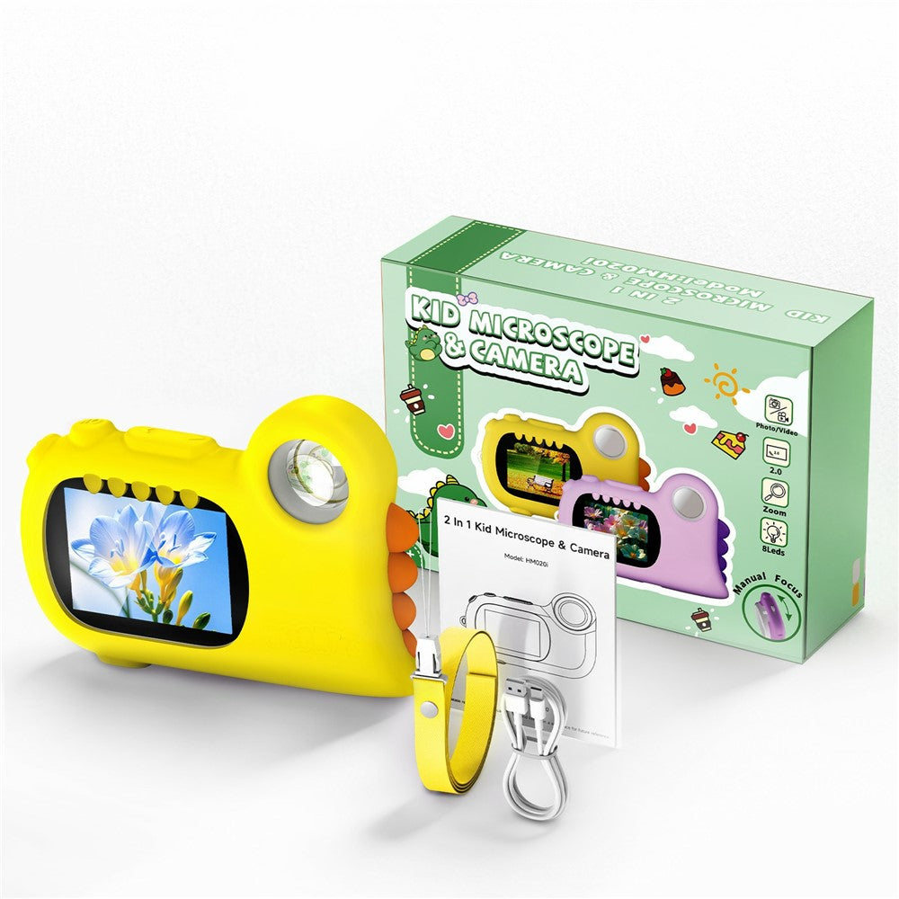 HM020i Kids Digital Microscope No Memory Card Handheld 2.0 Inch Screen Science Experiment Educational Toy Magnifying Glass