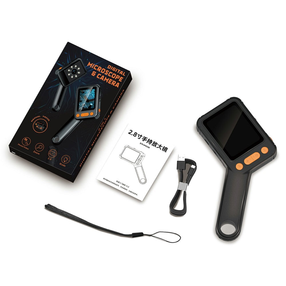 HM028B 2.8in Digital Microscope 8 LED Adjustable Camera Video Handheld Magnifier for Kids Electronic Repair