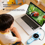 V37 Kids Digital Magnifying Glass 2" IPS HD Screen 200X Zoom 16 LED Lights Magnifiers for Science Educational Toy