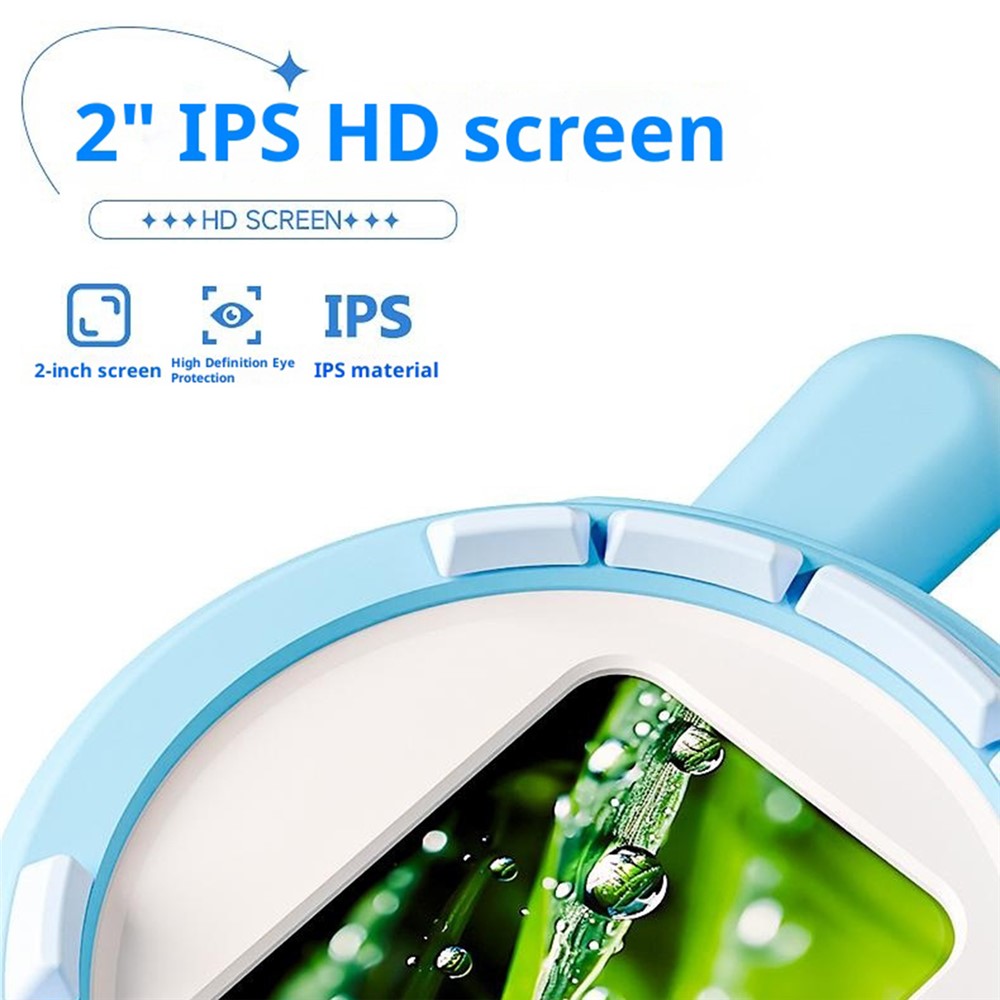 V37 Kids Digital Magnifying Glass 2" IPS HD Screen 200X Zoom 16 LED Lights Magnifiers for Science Educational Toy