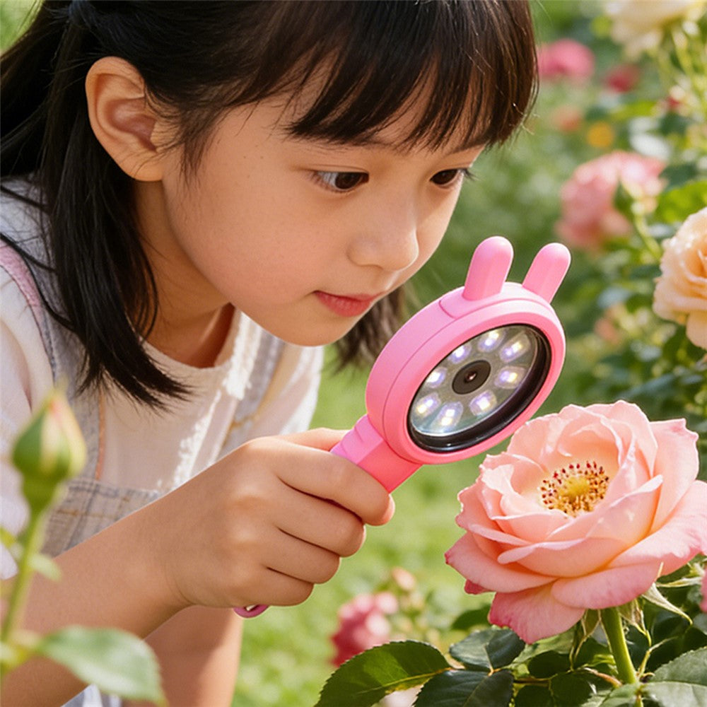 V37 Kids Digital Magnifying Glass 2" IPS HD Screen 200X Zoom 16 LED Lights Magnifiers for Science Educational Toy