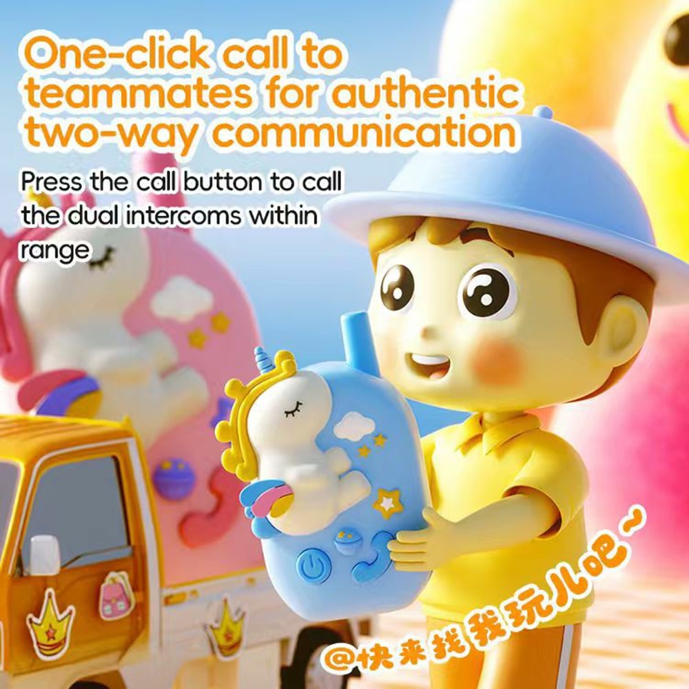 M9 2Pcs / Set Kids Walkie Talkies Cartoon Unicorn Intercom Toy HD Call 1KM Range for Children Gift