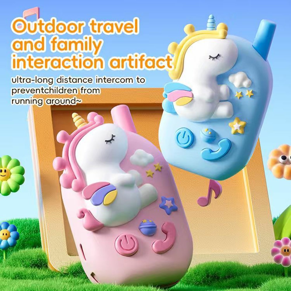 M9 2Pcs / Set Kids Walkie Talkies Cartoon Unicorn Intercom Toy HD Call 1KM Range for Children Gift