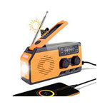 HY-068 håndsvingdrevet, solcelledrevet AM/FM/NOAA-vejr­radio med SOS-alarm, nødlamp og 5000mAh-powerbank