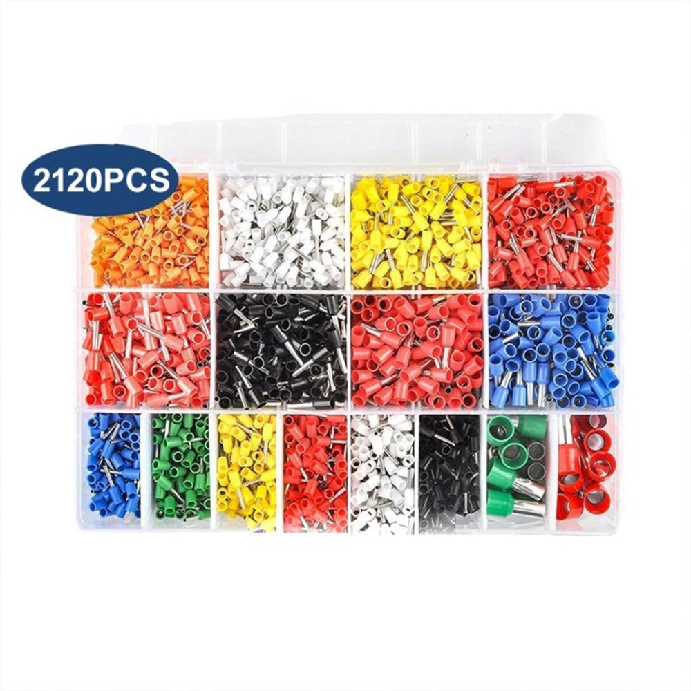 2120Pcs HSC8 6-4A Ferrules Terminal Crimp Connector Insulated Cord Pin End Set