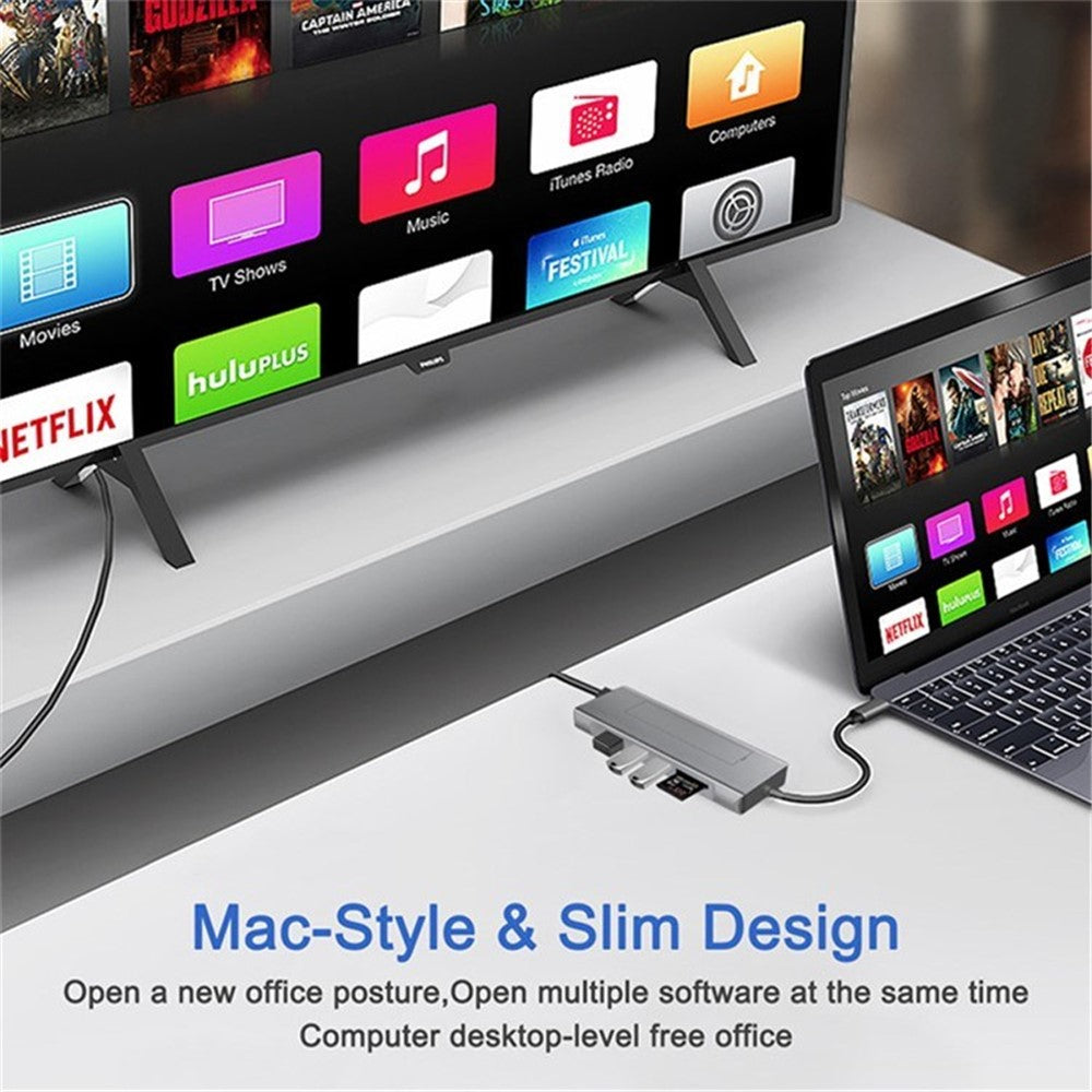 8-in-1 Multi-Port USB Type-C Hub NVME SATA M.2 Multi-function Hub Type-C Docking Station
