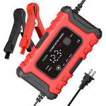 FOXSUR 12V 6A Bilbatterioplader Automatisk Smart Batterivedligeholder med LCD-display Pulsreparationsoplader til Bil, Motorcykel