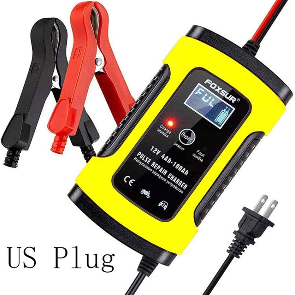 FOXSUR Universal 5A 12V Smart Battery Charger Motorcycle Car Battery Pulse Repair Charger