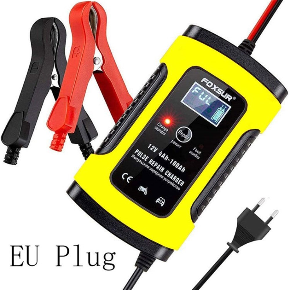 FOXSUR Universal 5A 12V Smart Battery Charger Motorcycle Car Battery Pulse Repair Charger