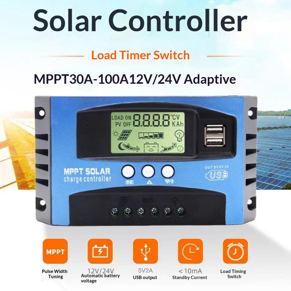 MPPT Solar Charge Controller LCD Display 12V / 24V Solar Panel Charger Regulator