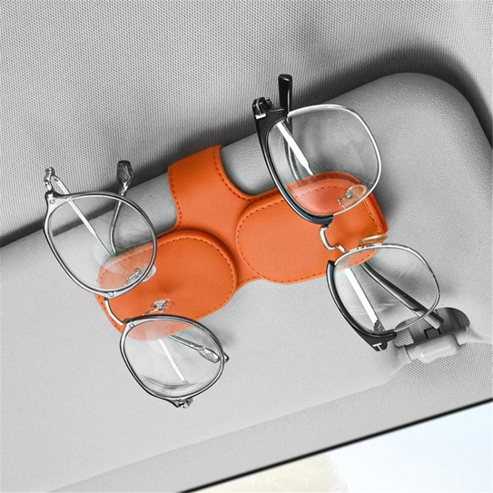 Car Sunglasses Holder Vehicle Visor Clip Magnetic PU Leather Sun Glasses Eyeglass Hanger