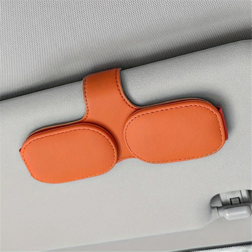Car Sunglasses Holder Vehicle Visor Clip Magnetic PU Leather Sun Glasses Eyeglass Hanger