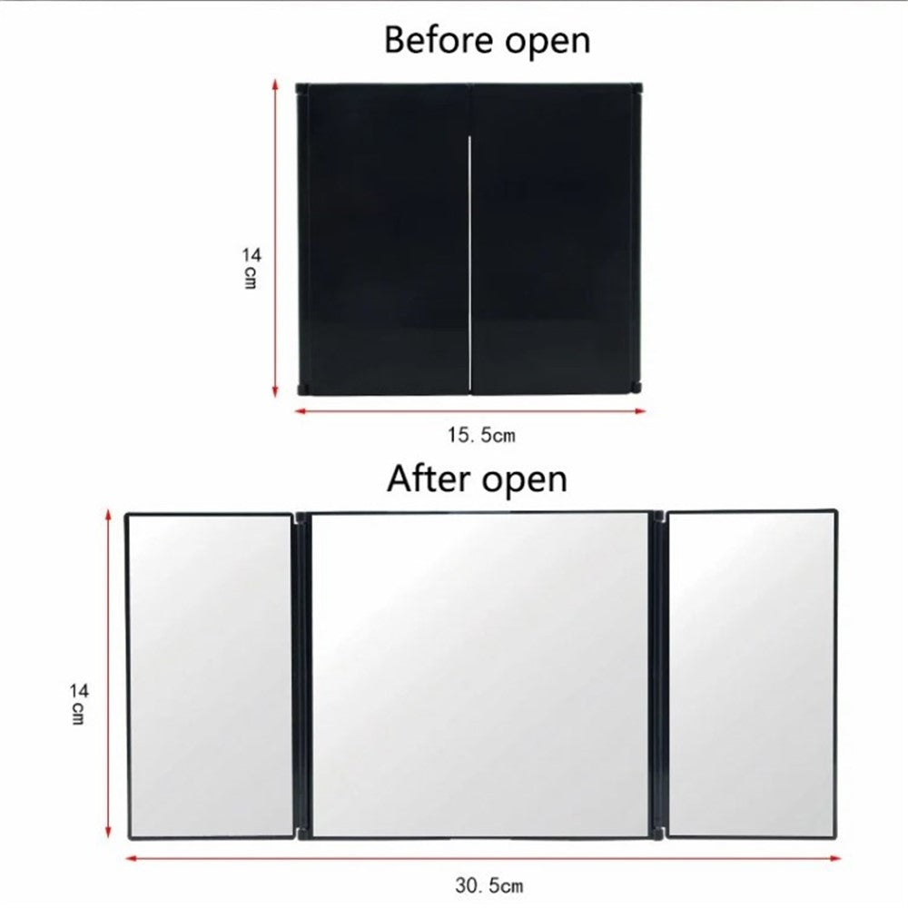 Car Sun Visor Wide View Collapsible Tri-Fold Makeup Mirror Auto Sunshade Cosmetic Mirror