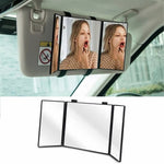 Car Sun Visor Wide View Collapsible Tri-Fold Makeup Mirror Auto Sunshade Cosmetic Mirror