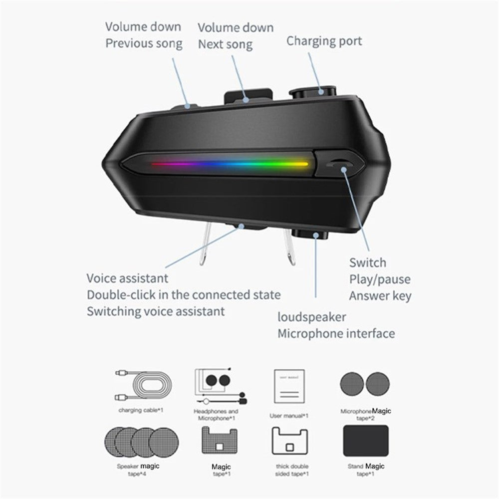 C5S Motorcycle Helmet Bluetooth-compatible Headset Noise Reduction Waterproof Motorbike Rider Headphone