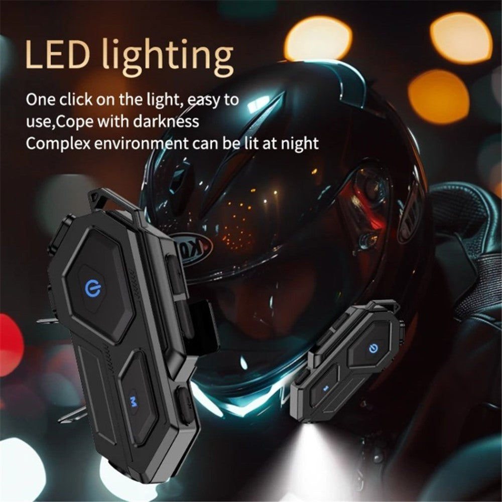 C8 LED-lys Motorcykelhjelm Bluetooth-kompatibel 5.4 Headset Vandtæt Støjreduktion Automatisk Besvarelse Rytterheadset