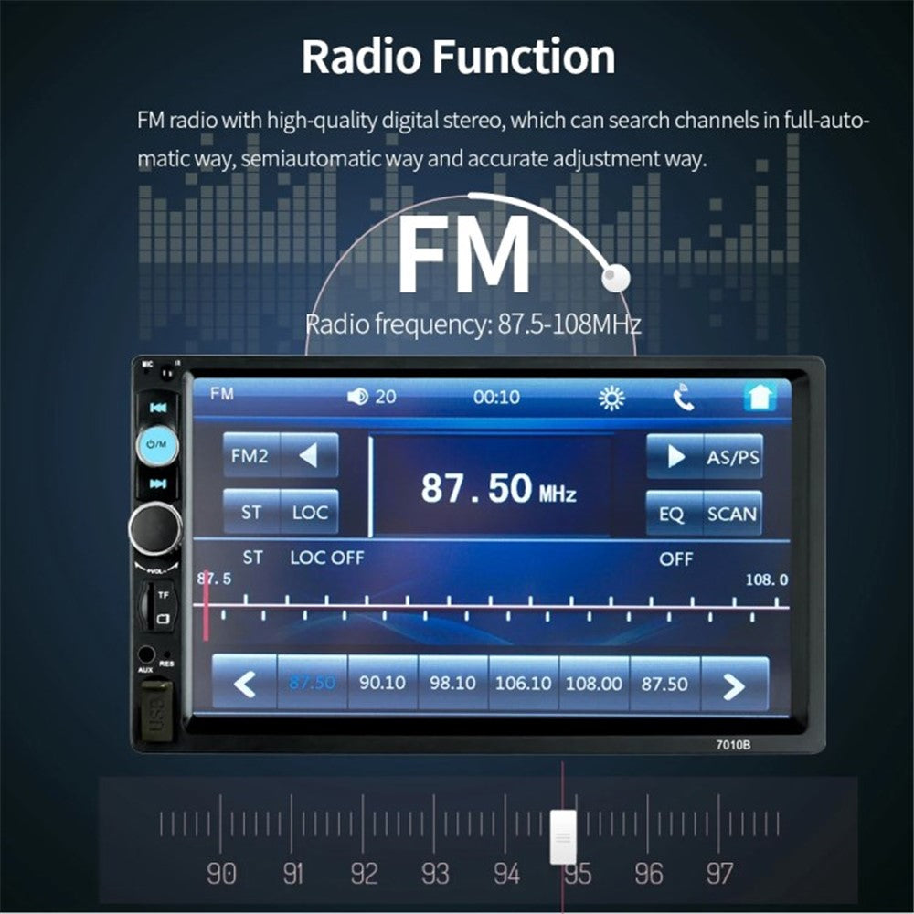 7010B 7-tommer bil MP3 / MP5-afspiller multifunktionel bil Bluetooth-kompatibel forstærker FM-radio
