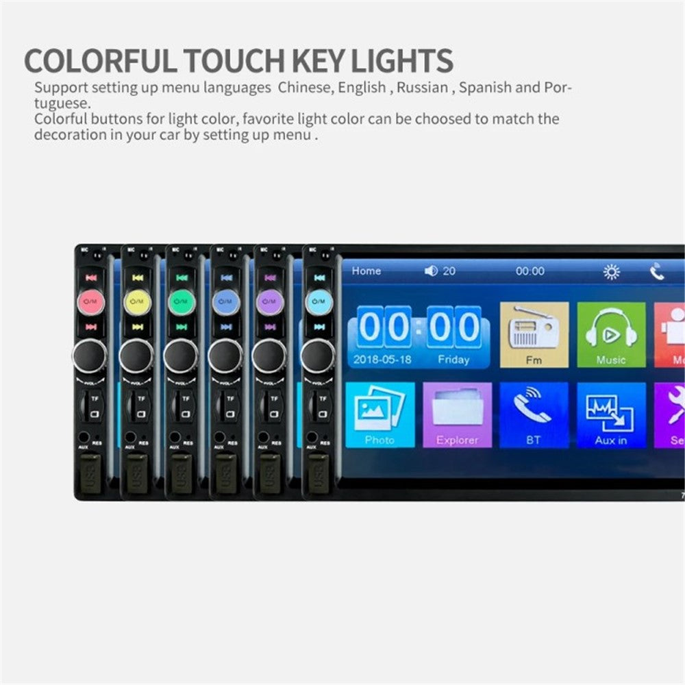 7010B 7-tommer bil MP3 / MP5-afspiller multifunktionel bil Bluetooth-kompatibel forstærker FM-radio
