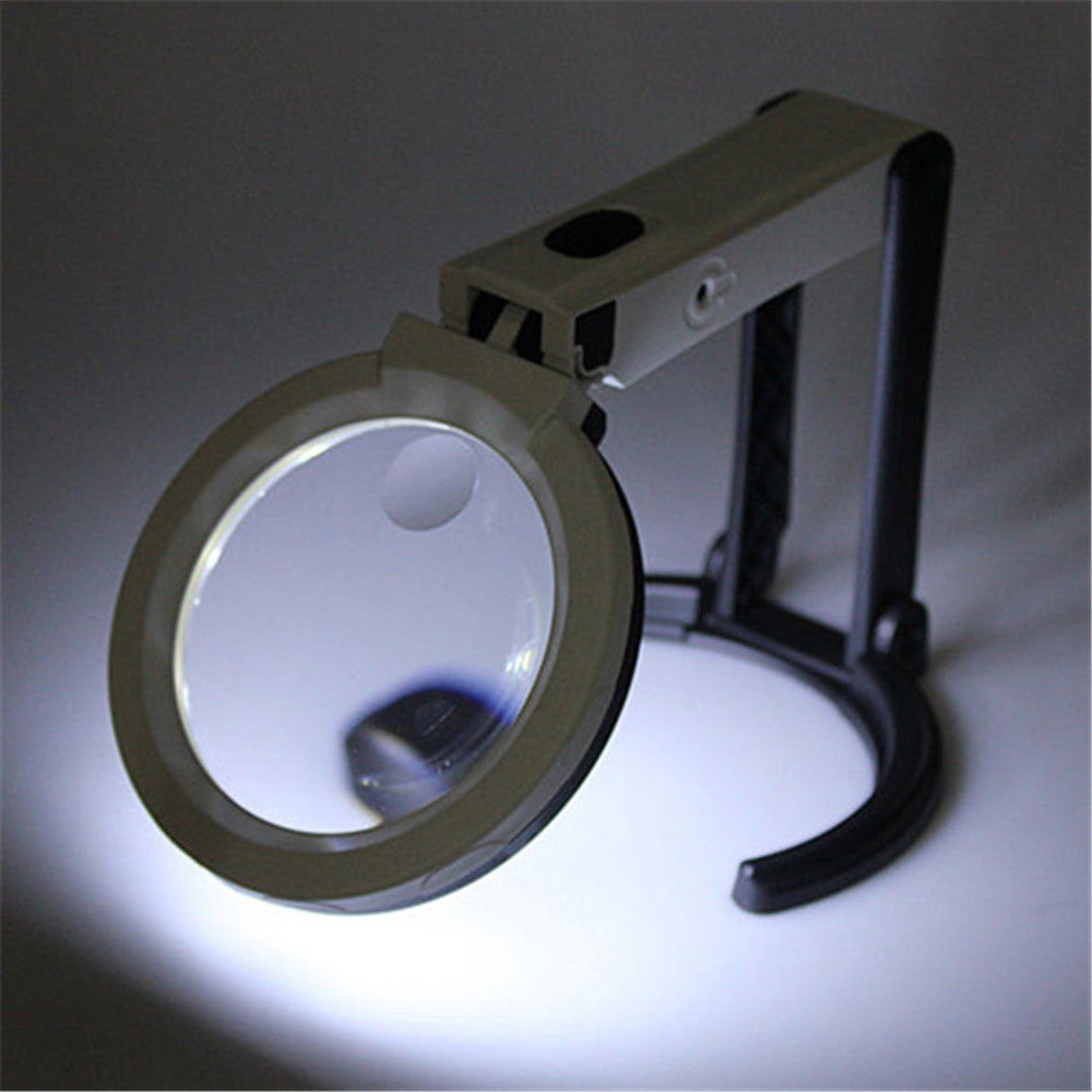 2 x 120mm Foldable Desk-type Handheld 10 LED Lighted Lamp Magnifier