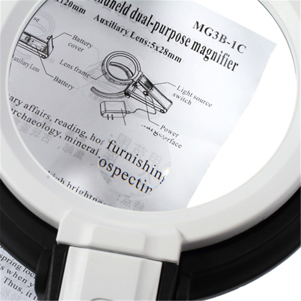 2 x 120mm Foldable Desk-type Handheld 10 LED Lighted Lamp Magnifier