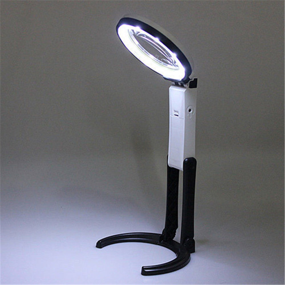 2 x 120mm Foldable Desk-type Handheld 10 LED Lighted Lamp Magnifier