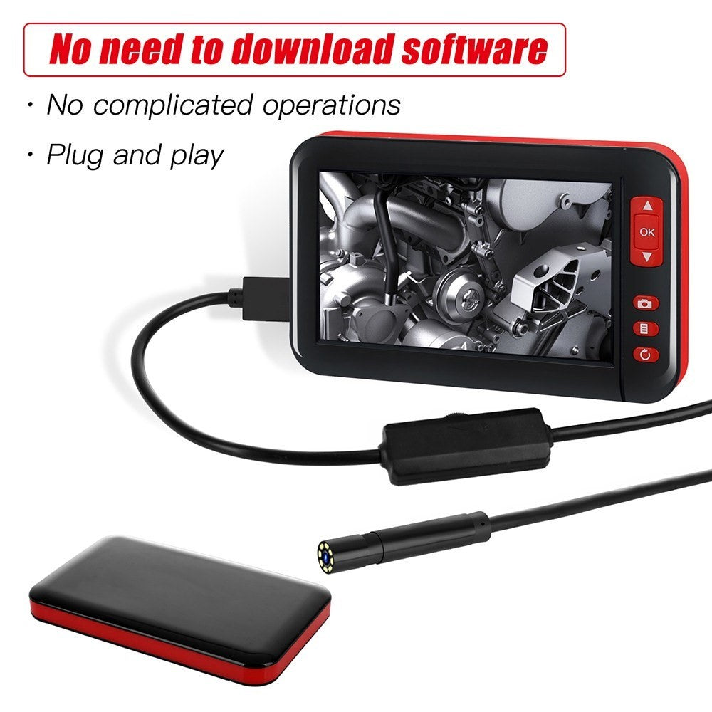 P20 4.3-inch Screen Industrial Endoscope Borescope Inspection Camera 8-LED 8mm Lens 1080P Display Screen
