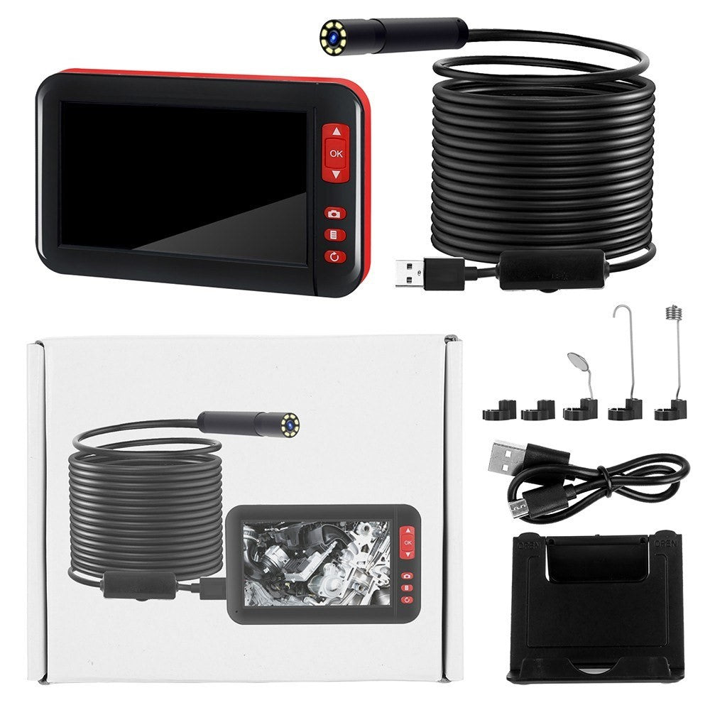 P20 4.3-inch Screen Industrial Endoscope Borescope Inspection Camera 8-LED 8mm Lens 1080P Display Screen