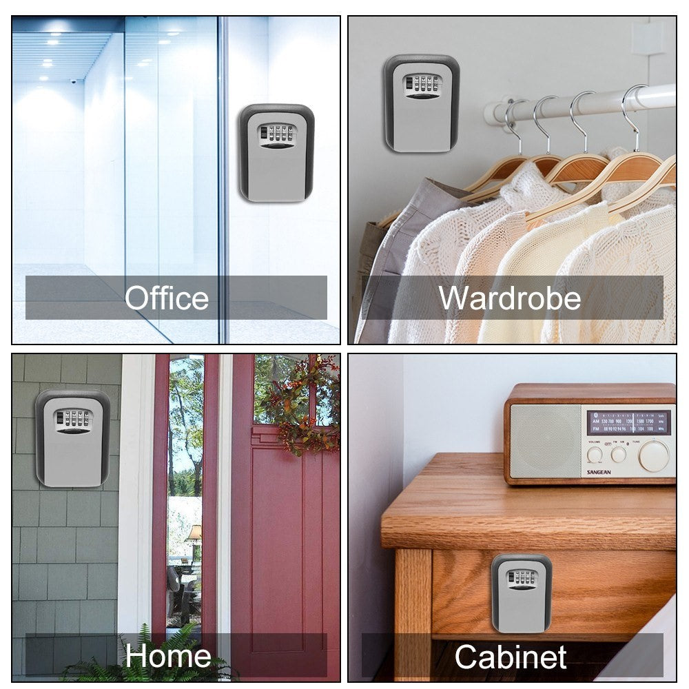 4-Digit Combination Lock Wall Mounted Key Storage Box Security Car Home Key Safe Box