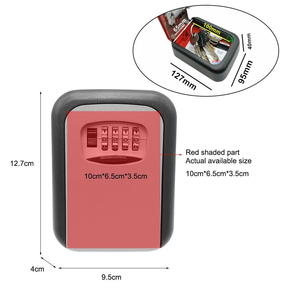 4-Digit Combination Lock Wall Mounted Key Storage Box Security Car Home Key Safe Box