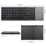 Wireless Bluetooth-Compatible Keyboard Mini Tri-Fold Keyboard with Touchpad for Tablet Phone Computer