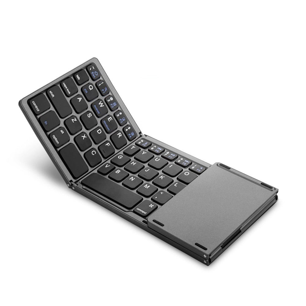 Wireless Bluetooth-Compatible Keyboard Mini Tri-Fold Keyboard with Touchpad for Tablet Phone Computer