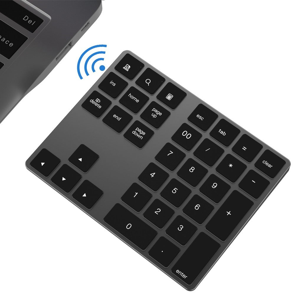 Aluminium 34-tasters trådløst numerisk Bluetooth-kompatibelt tastatur til Windows/iOS/Android