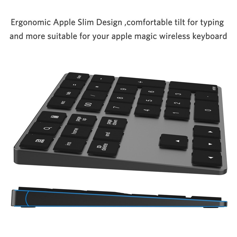Aluminium 34-tasters trådløst numerisk Bluetooth-kompatibelt tastatur til Windows/iOS/Android
