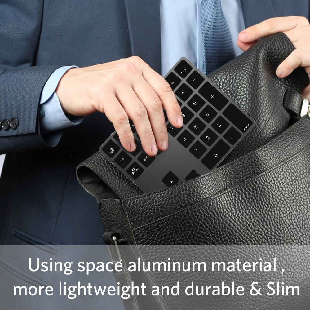 Aluminium 34-tasters trådløst numerisk Bluetooth-kompatibelt tastatur til Windows/iOS/Android