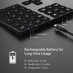 Aluminium 34-tasters trådløst numerisk Bluetooth-kompatibelt tastatur til Windows/iOS/Android
