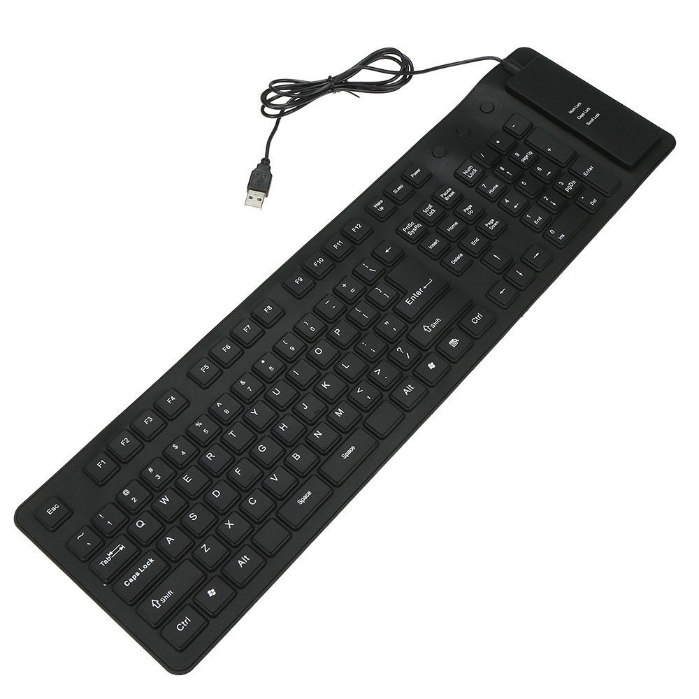 108 taster USB silikone foldbart tastatur Vandtæt støvtæt USB støjsvage taster
