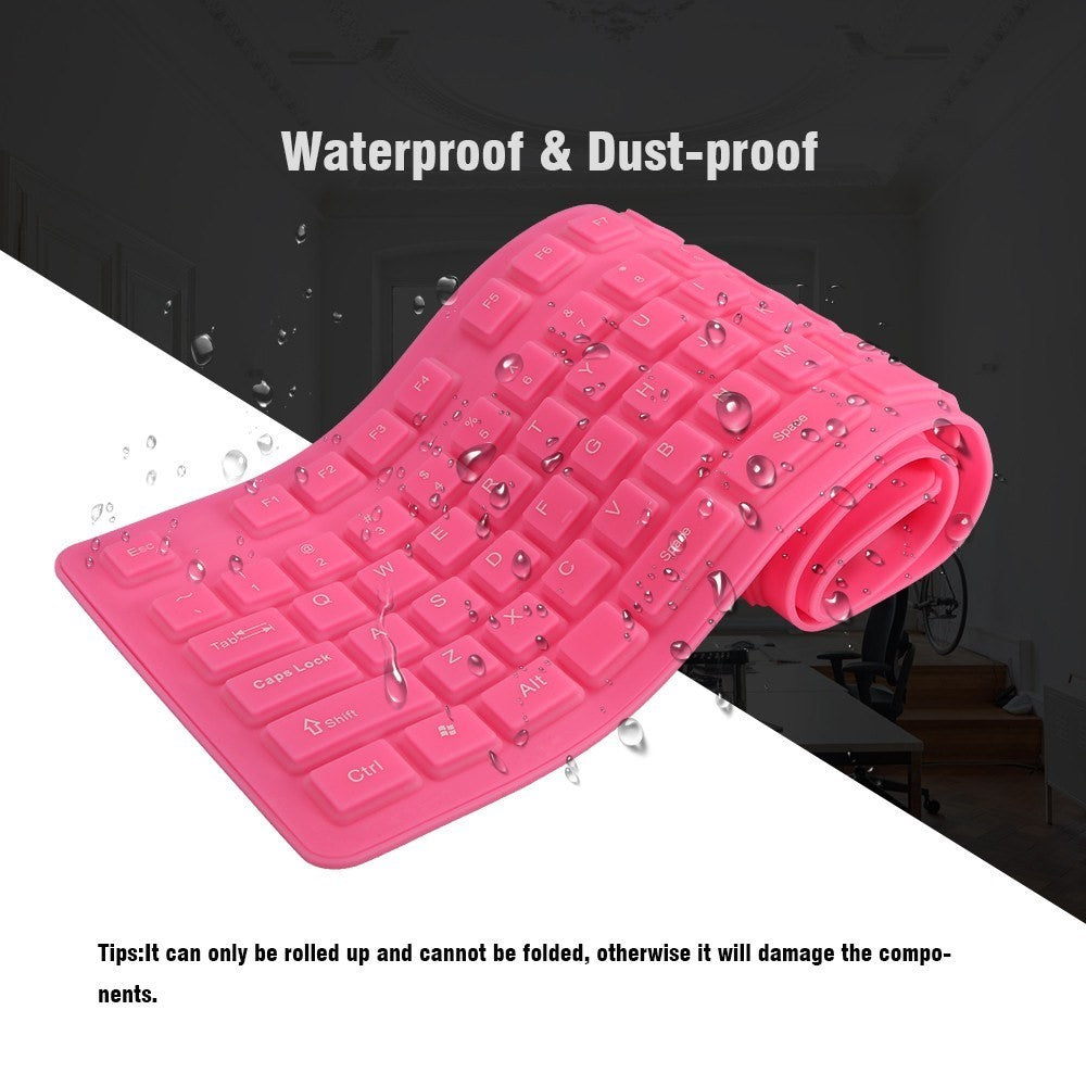 108 taster USB silikone foldbart tastatur Vandtæt støvtæt USB støjsvage taster