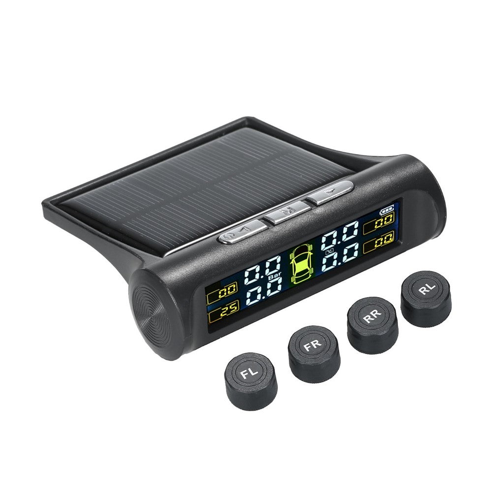 Solar TPMS Wireless Car Tire Pressure  Monitoring System with 4 External Sensors