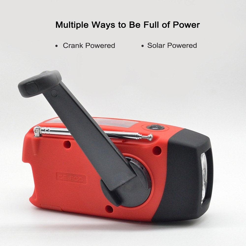 Hand-Cranked Solar Portable AM / FM Radio Flashlight NOAA Weather Forecast Radio with Power Bank Function