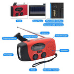 Hand-Cranked Solar Portable AM / FM Radio Flashlight NOAA Weather Forecast Radio with Power Bank Function